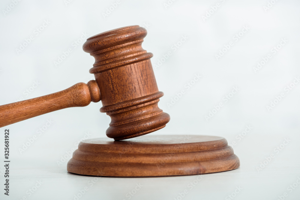 wooden and brown gavel Isolated On White with copy space wooden and brown gavel Isolated On White with copy space
