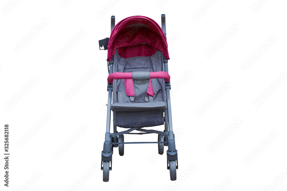 stroller in front isolated, gray stroller for a girl on a white background, selling baby strollers stroller in front isolated, gray stroller for a girl on a white background, selling baby strollers