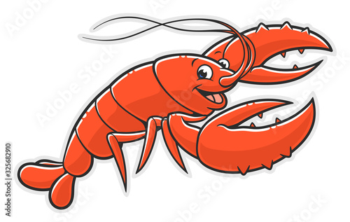 Tablou canvas Cartoon cheerful lobster