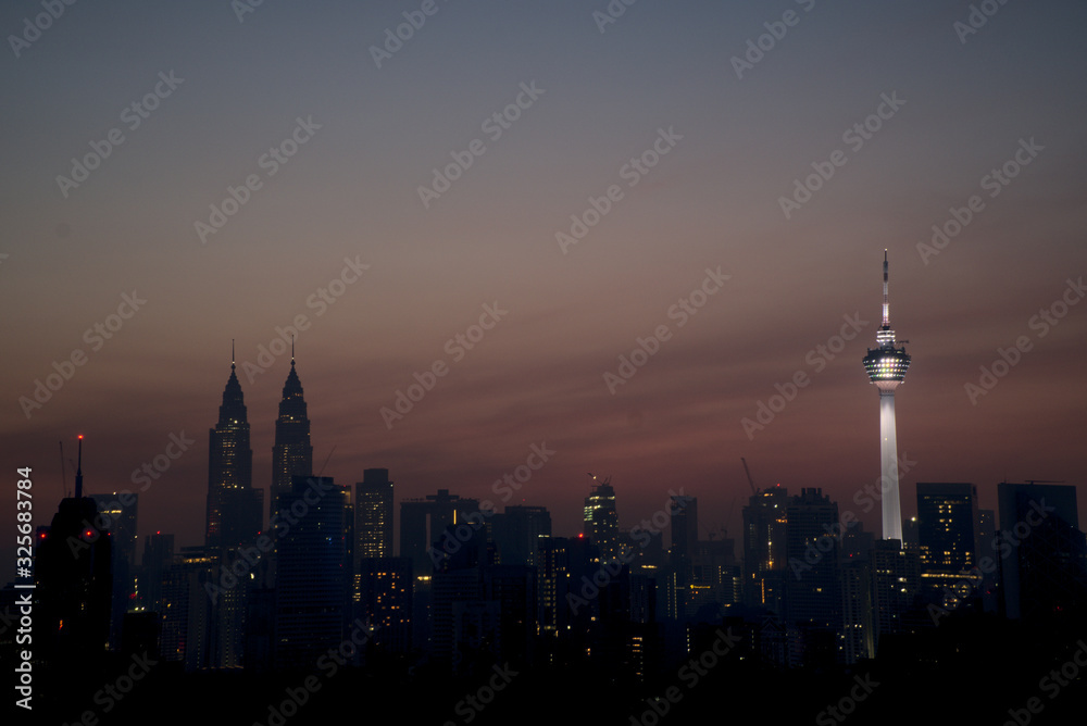 Kuala Lumpur sunrise with iconic tower