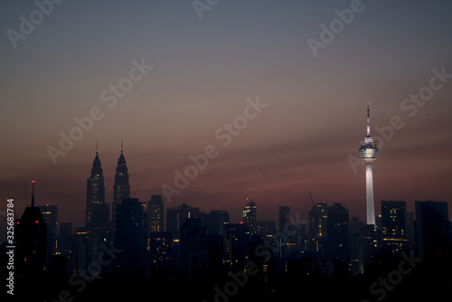 Kuala Lumpur sunrise with iconic tower