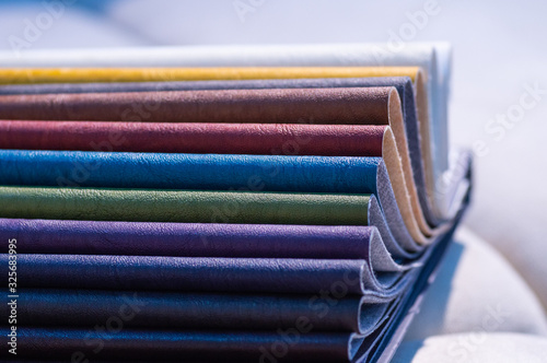 Fotografie Catalog of multicolored imitation leather