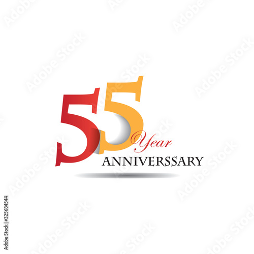 55 Years Anniversary Celebration Red And Orange Vector Template Design Illustration