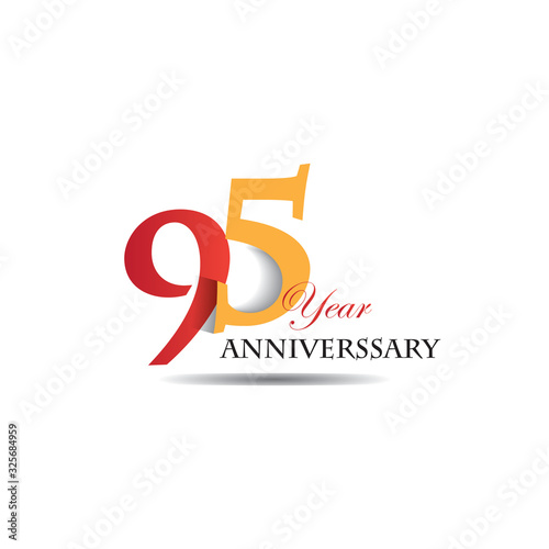 95 Years Anniversary Celebration Red And Orange Vector Template Design Illustration