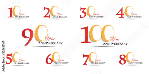 Years Anniversary Celebration Red And Orange Vector Template Design Illustration