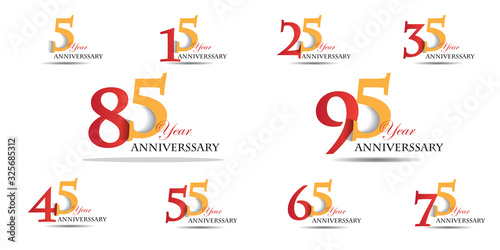 Years Anniversary Celebration Red And Orange Vector Template Design Illustration