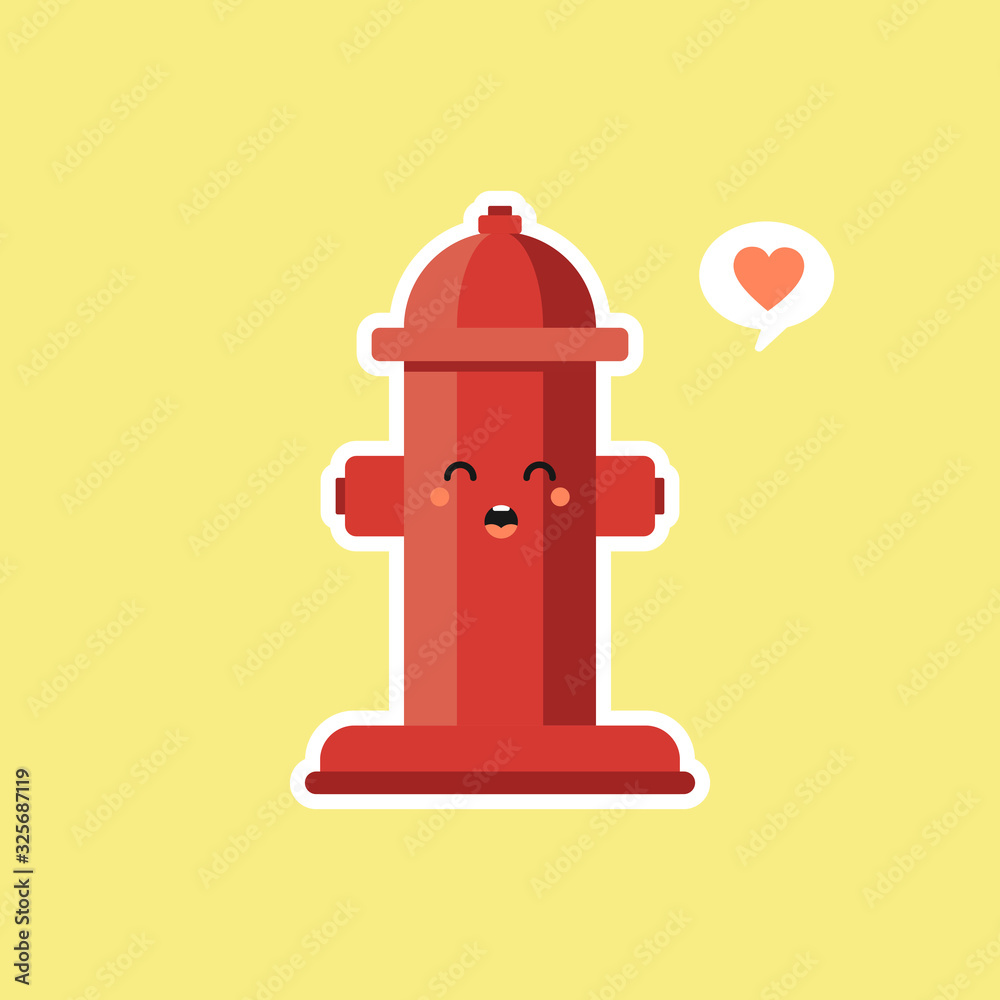Red fire hydrant. Hydrant street pipe cute kawaii cartoon icon vector illustration with face expression and emoji Red fire hydrant. Hydrant street pipe cute kawaii cartoon icon vector illustration with face expression and emoji