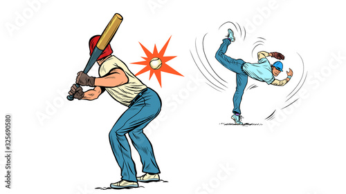 Game of baseball. The pitcher throws the ball