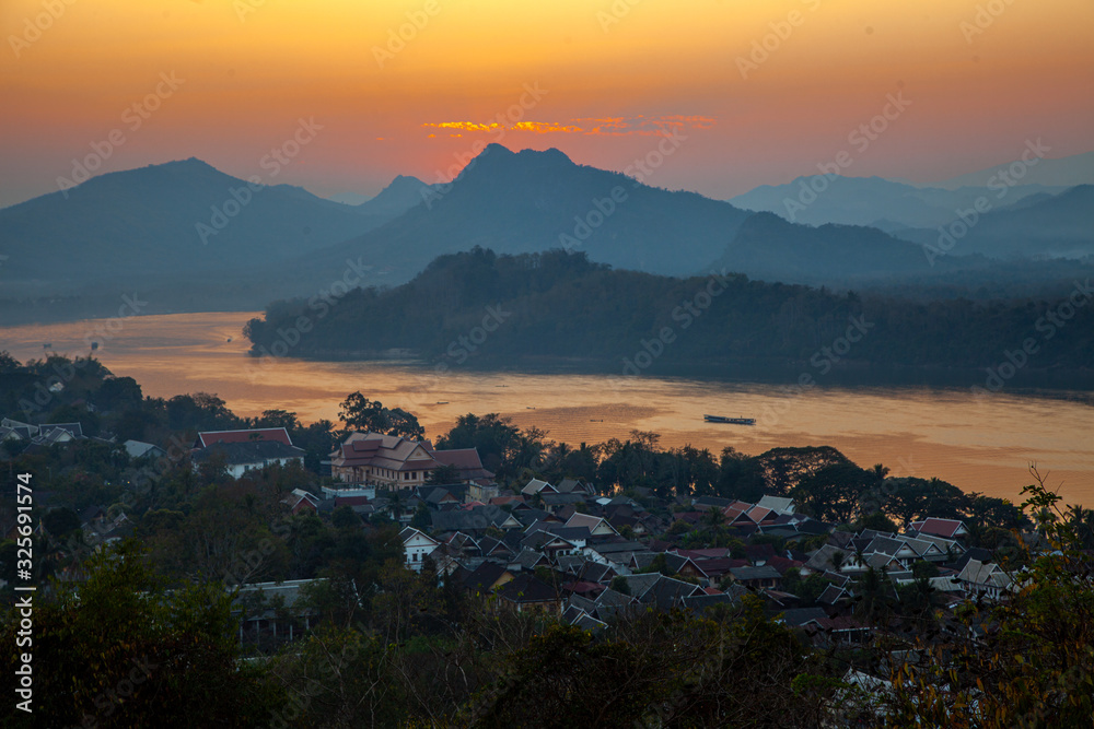 Sunset on mount Phou Si, Luang Prabang, Laos