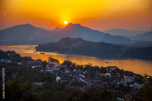 Sunset on mount Phou Si, Luang Prabang, Laos