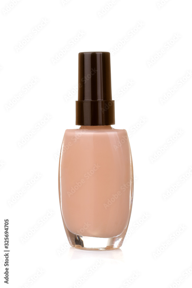 Foundation in a glass bottle. Women's cosmetics. face makeup. on a white isolated background. close-up Foundation in a glass bottle. Women's cosmetics. face makeup. on a white isolated background. close-up
