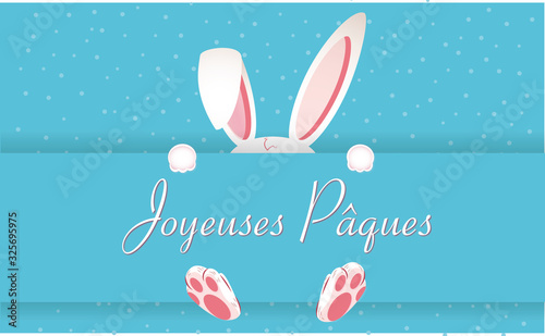 Joyeuses Paques Lapin Turquoise 