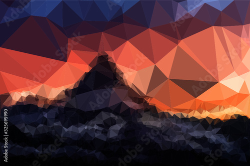 lowpoly sunset in the mountains