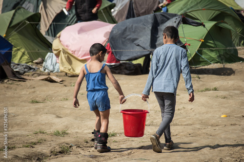 Canvastavla Greece, Idomeni (border with Macedonia), March 22nd 2016: the biggest refugee camp in Europe at that time, hosting up to 11