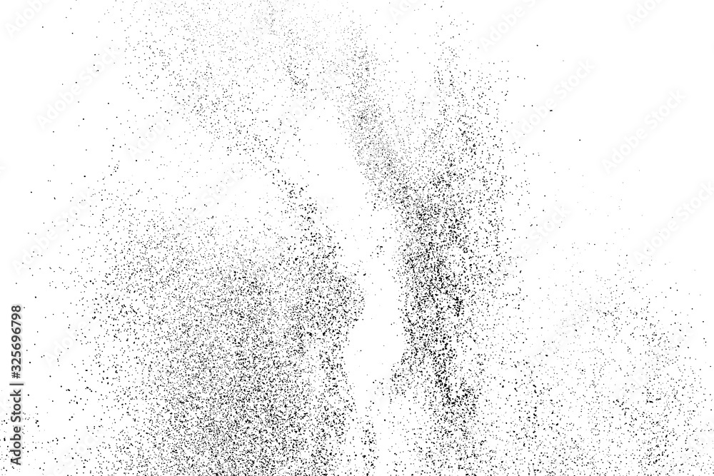 Black Grainy Texture Isolated On White Background. Dust Overlay. Dark Noise Granules. Digitally Generated Image. Vector Design Elements, Illustration, Eps 10.