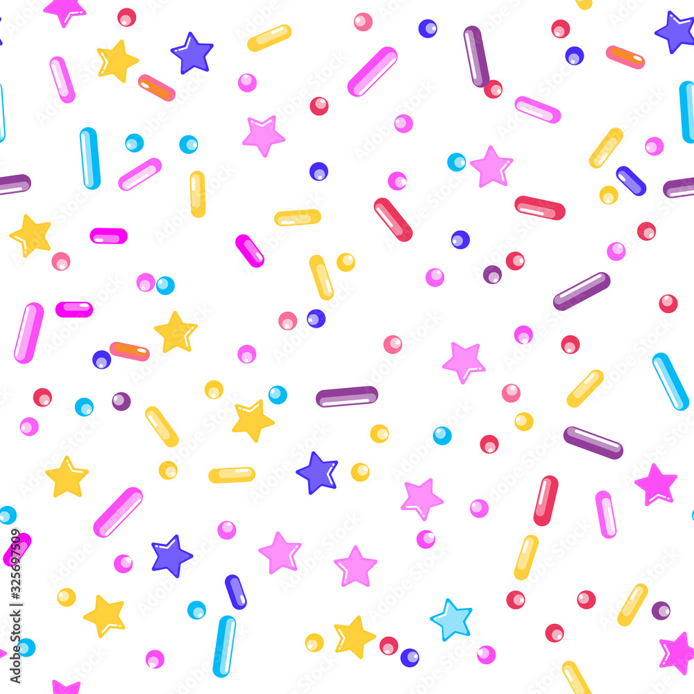 Sprinkle Cupcake Donut Topping. Seamless Pattern Sprinkle Cupcake Donut Topping. Seamless Pattern