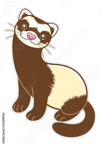 Cute cartoon ferret isolated