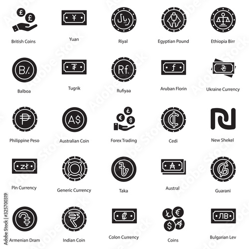  Editable Capital and Currencies Solid Vectors Pack  photo