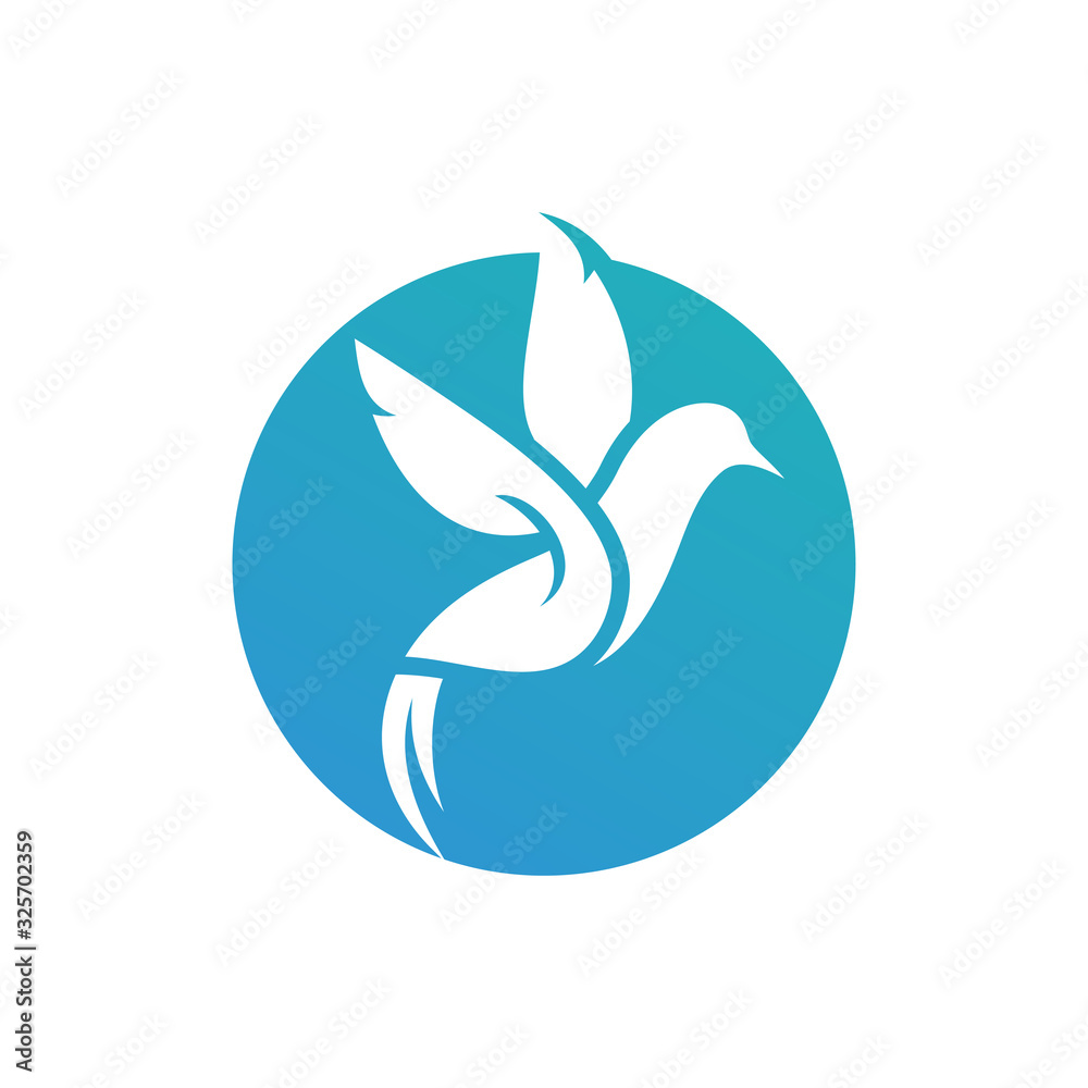 Fototapeta premium Hummingbird logo template, Bird icon design vector