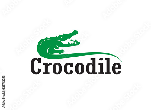 Vector of crocodile design and the letters on white background. Wild Animals. Reptile. Easy editable layered vector illustration.