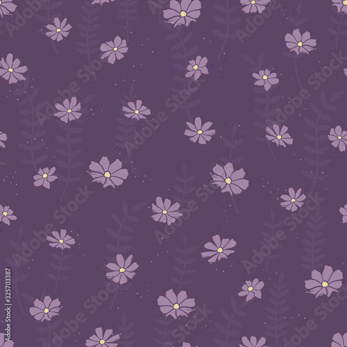 Hand drawn doodle flowers seamless pattern  floral background  great for textiles  banners  wallpapers  wrapping - vector design