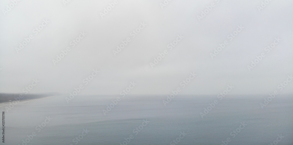 Fototapeta premium Aerial view of coastal line, steep cliff, Ueckeritz, Bansin