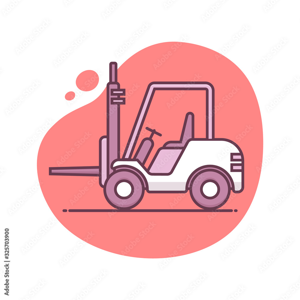 Unloaded forklift detailed icon vector illustration in monoline / line art style