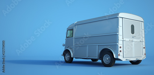 Vintage van blue background