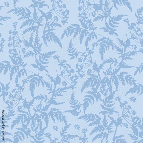 Field grasses and leaves, seamless vector illustration