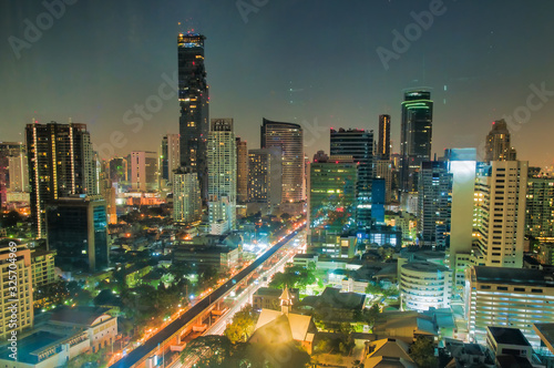 Bangkok at night  aerial view  Thailand
