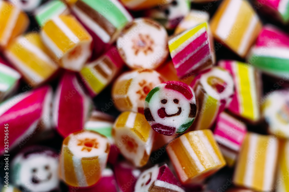 Handmade caramel in different colors. Close-up. Handmade caramel in different colors. Close-up.