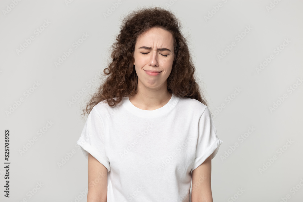 Desperate stressed young frustrated girl feeling depressed. Desperate stressed young frustrated girl feeling depressed.