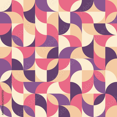 Background vector abstract design. Geometric seamless pattern in lilac, violet, pink, beige colors. Decorative mosaic wallpaper. Vector illustration.
