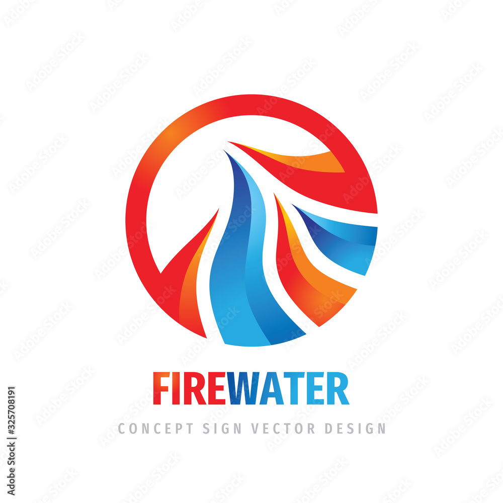 Fire water waves logo template design element. Flame concept sign. Nature graphic logo symbol. Energy power logo icon. Abstract vector illustration. Fire water waves logo template design element. Flame concept sign. Nature graphic logo symbol. Energy power logo icon. Abstract vector illustration.