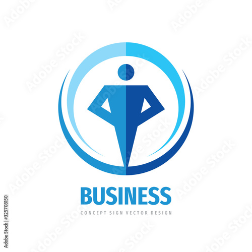 Business people logo template design element. Abstract human character concept sign. Manager leader logo symbol. Person silhouette logo icon. Vector illustration. 
