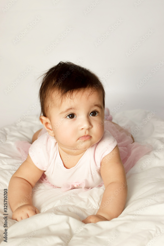 Little cute baby girl on the blanket Little cute baby girl on the blanket
