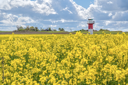 Lighthouses and a rapeseed field in south Sweden  Ven Island