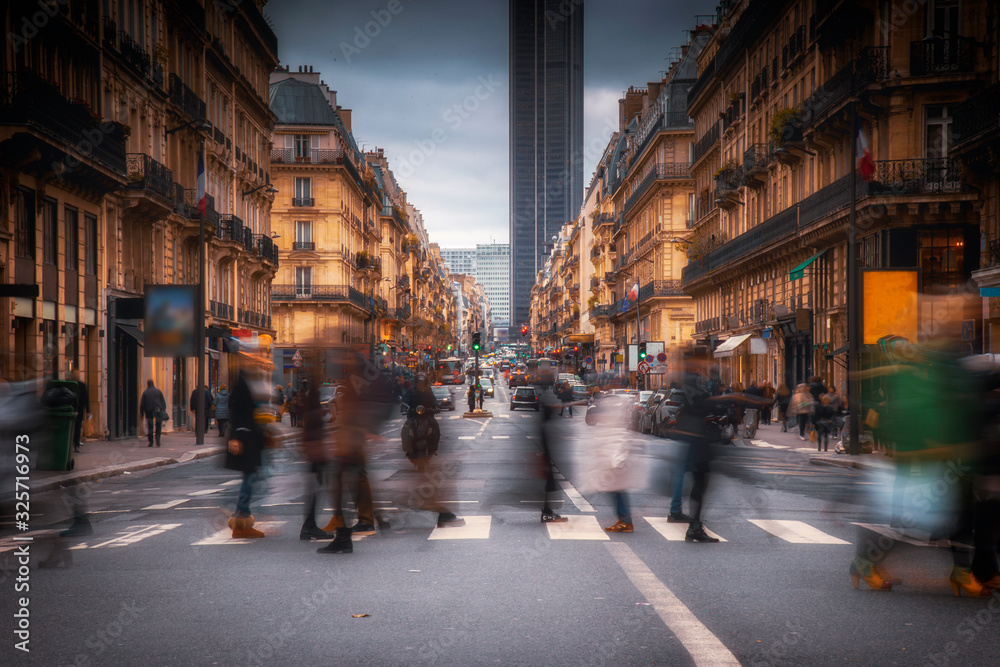 custom made wallpaper toronto digitalPeople are walking and crossing the street in Paris city centre