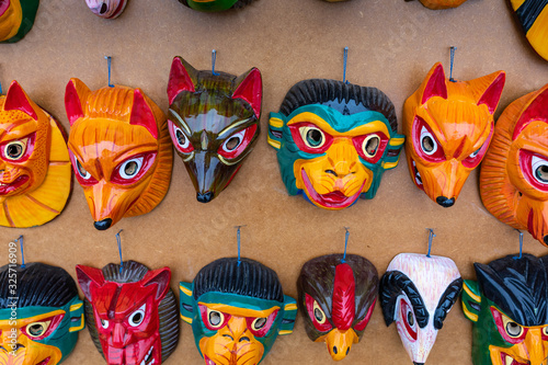Ecuador Souvenir. Traditional Ecuadorian New Year's masks.