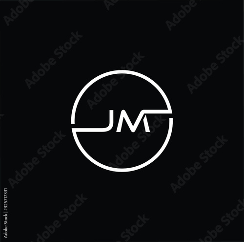 Minimal elegant monogram art logo. Outstanding professional trendy awesome artistic JM MJ initial based Alphabet icon logo. Premium Business logo White color on black background
