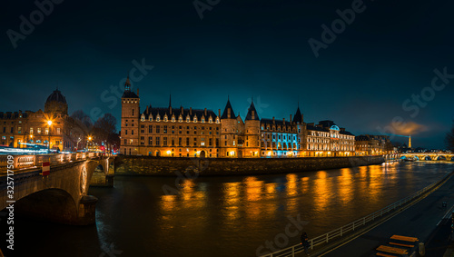 Paris, France, February 21 2020: General view from Paris Sein River Panorama Image © Solidasrock