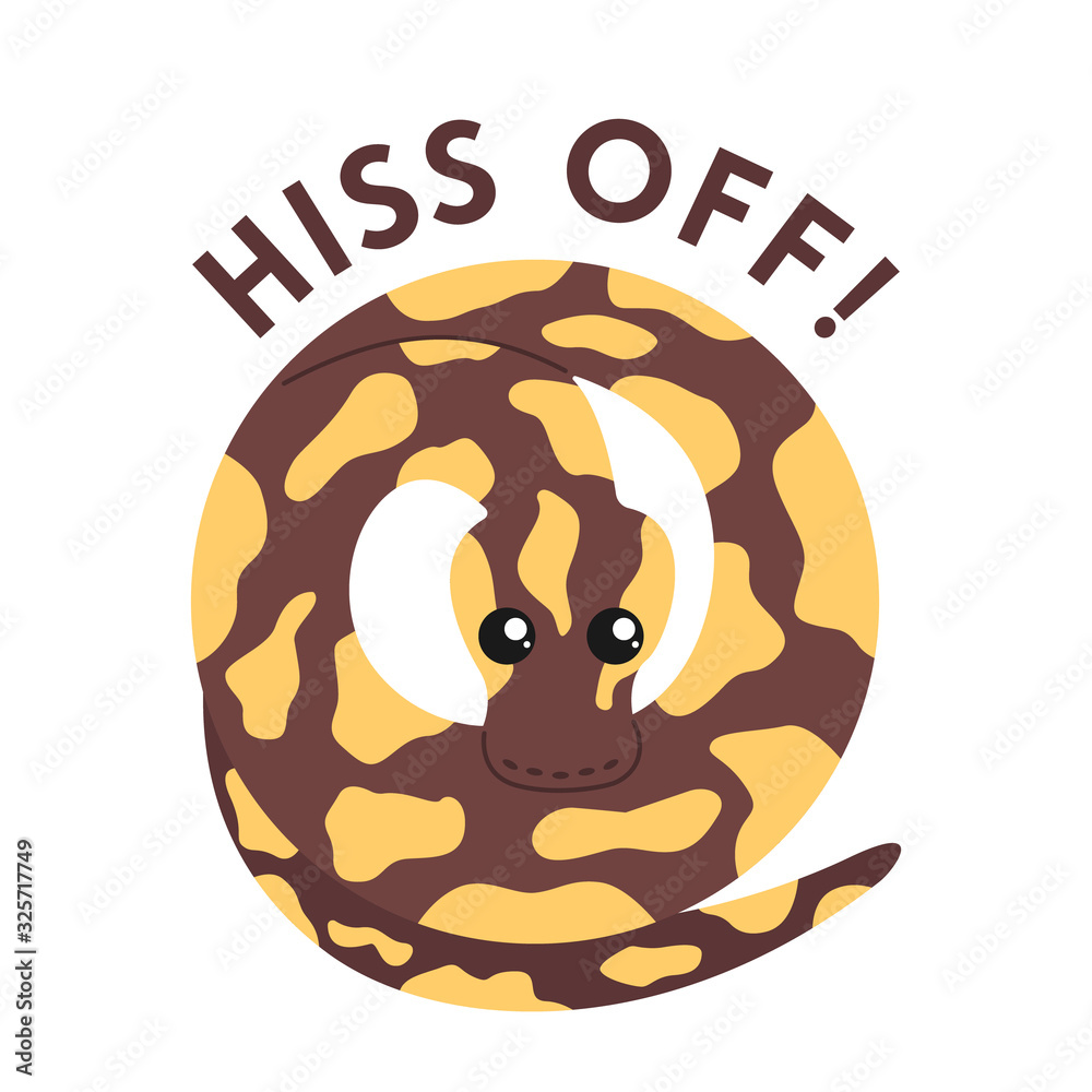 Vector illustration of a ball python. Hiss Off. Vector illustration of a ball python. Hiss Off.