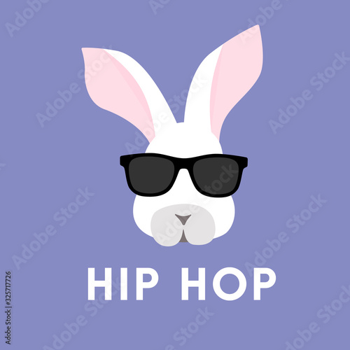 Vector illustration of a rabbit wearing sunglasses. Hip Hop.
