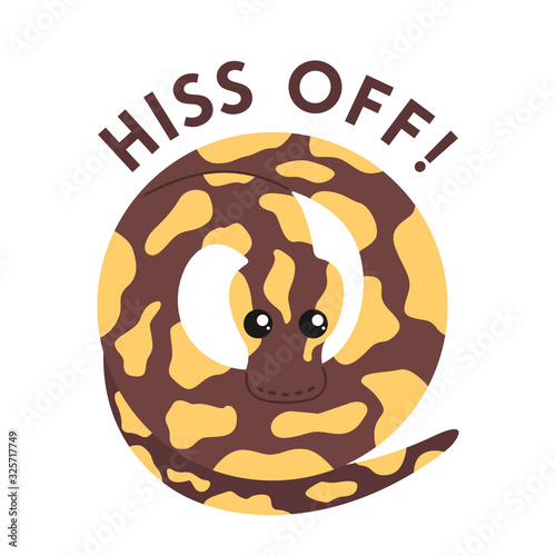 Vector illustration of a ball python. Hiss Off.