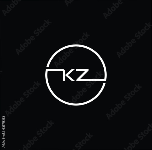 Minimal elegant monogram art logo. Outstanding professional trendy awesome artistic KZ ZK initial based Alphabet icon logo. Premium Business logo White color on black background