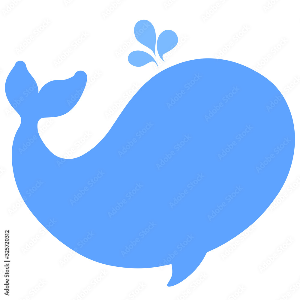blue silhouette of a chubby round whale with a fountain blue silhouette of a chubby round whale with a fountain