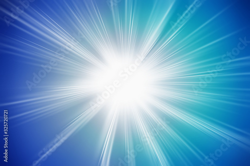 Tablou pe pânză Flash light, lens flares, sun beams effect over dark blue background