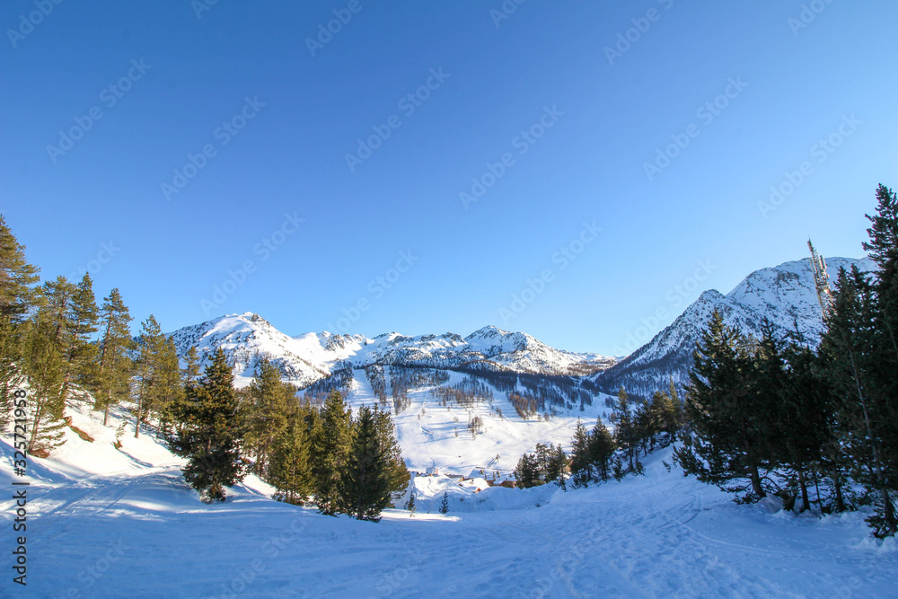 Panaromic View from mountain top - skiing - Montgenèvre, France 