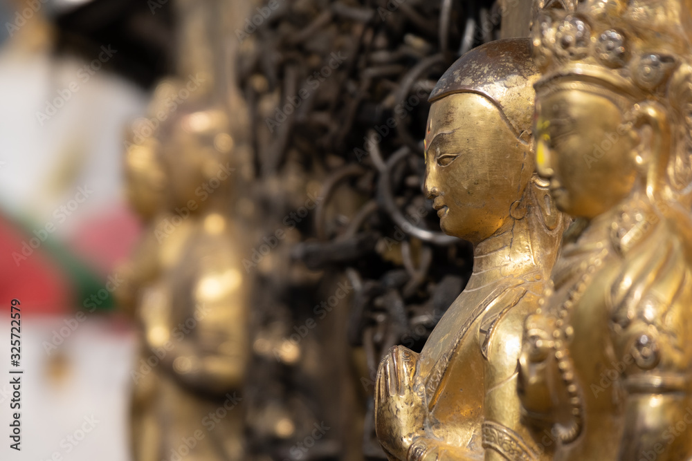 Fototapeta premium Kathmandu Nepal buddha and buddhism god statue decoration at swayambhunath temple
