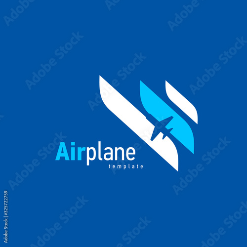 Airplane logo blue flight up stripes